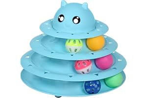 UPSKY Cat Toy Roller 3-Level Turntable Cat Toys Balls with Six Colorful Balls Interactive Kitten Fun Mental Physical Exercise Puzzle Kitten Toys.