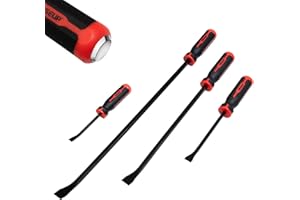 WISEUP 4-Piece Pry Bar Set，8",12",18",24" Heavy Duty Crowbar with Thicker Strike Caps for Prying，Demolition，Automotive Mechanic Hand Tools