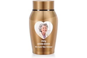 SOITIS Personalized Urns for Human Ashes Mini Urn for Ashes Keepsake, Photo Custom Small Urns Stainless Steel Memorial Cremat