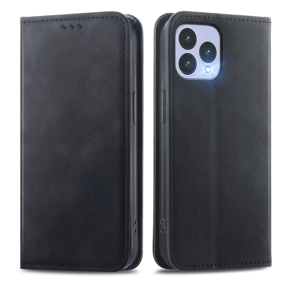 MOJIA Case Compatible with Cubot P80 / Wiko T60, PU Folio Leather Wallet Phone Cover [magnetic closure] with TPU Inner Shell, Card Holder Stand Case. Black