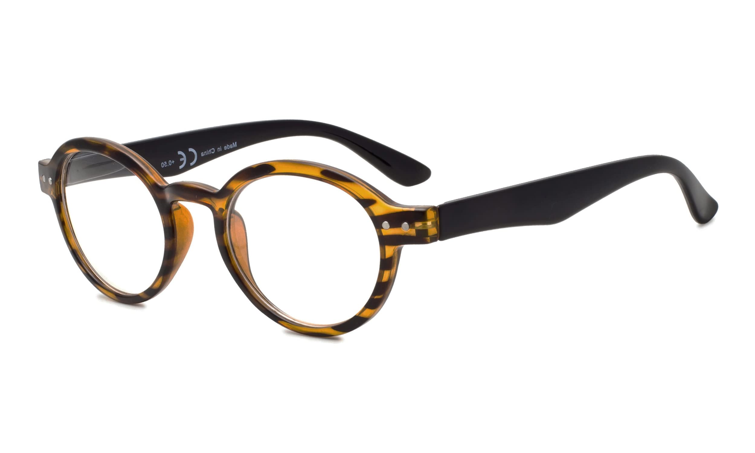 Eyekepper Spring Hinges Round Retro Reader Reading Glasses Amber