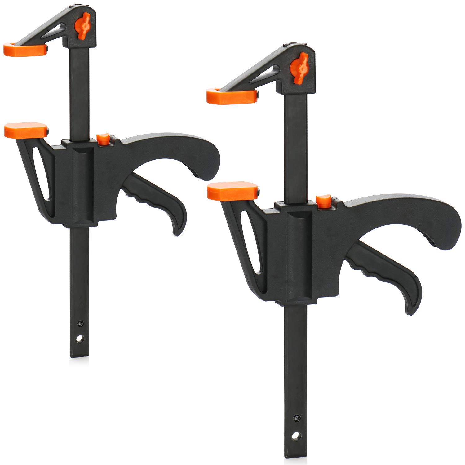 COM-FOUR® 2X one-Hand clamp - Clamps - Quick Release clamp Set for Craftsmen - Screw clamp - Hand clamp for Clamping and Clamping with one Hand (15cm Wingspan)