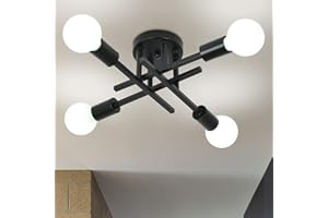 Modern Close to Ceiling Light Fixture 4 Light Semi Flush Mount Ceiling Light Mid Century Chandeliers for Dining Room Ceiling 