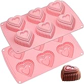 Webake Silicone Heart Cake Mold 3 Inch Tiered Mini Heart Shaped Cake Pans, Heart Cake Molds Muffin Pan, Pack of 2