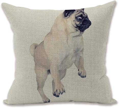Amazon Co Jp メイドインコスモス Made In Cosmos パグ好きの パグ好きによる パグ好きの為の クッションカバー パグ デザイン クッション カバー 45 40 サイズ 耳付き 麻 240 11 ホーム キッチン