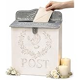 The Nifty Nook I Vintage Style Post Box I Nostalgic Charm Home Decor I Farmhouse Design I 15.9" Height x 11" Wide (White Rectangular Bird)