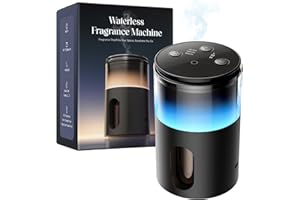 Pmsusoow Waterless Essential Oil Diffuser: Battery Mini Scent Diffusers for Home&Car with 8 Color LED Night Light — Cool Mist Aroma Machine Deep Black