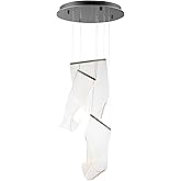 ET2 E24874-133BGM Rinkle Collection Three-Light Dimmable 3000K LED Ceiling Pendant - Brushed Gunmetal Finish I Adjustable Hei