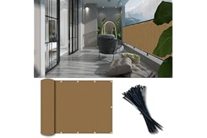 Balcony Privacy Screen Fence Cover 3'x16', HDPE Shade Mesh Fabric with Cable Ties, 90% Visibility Block, UV & Wind Protection