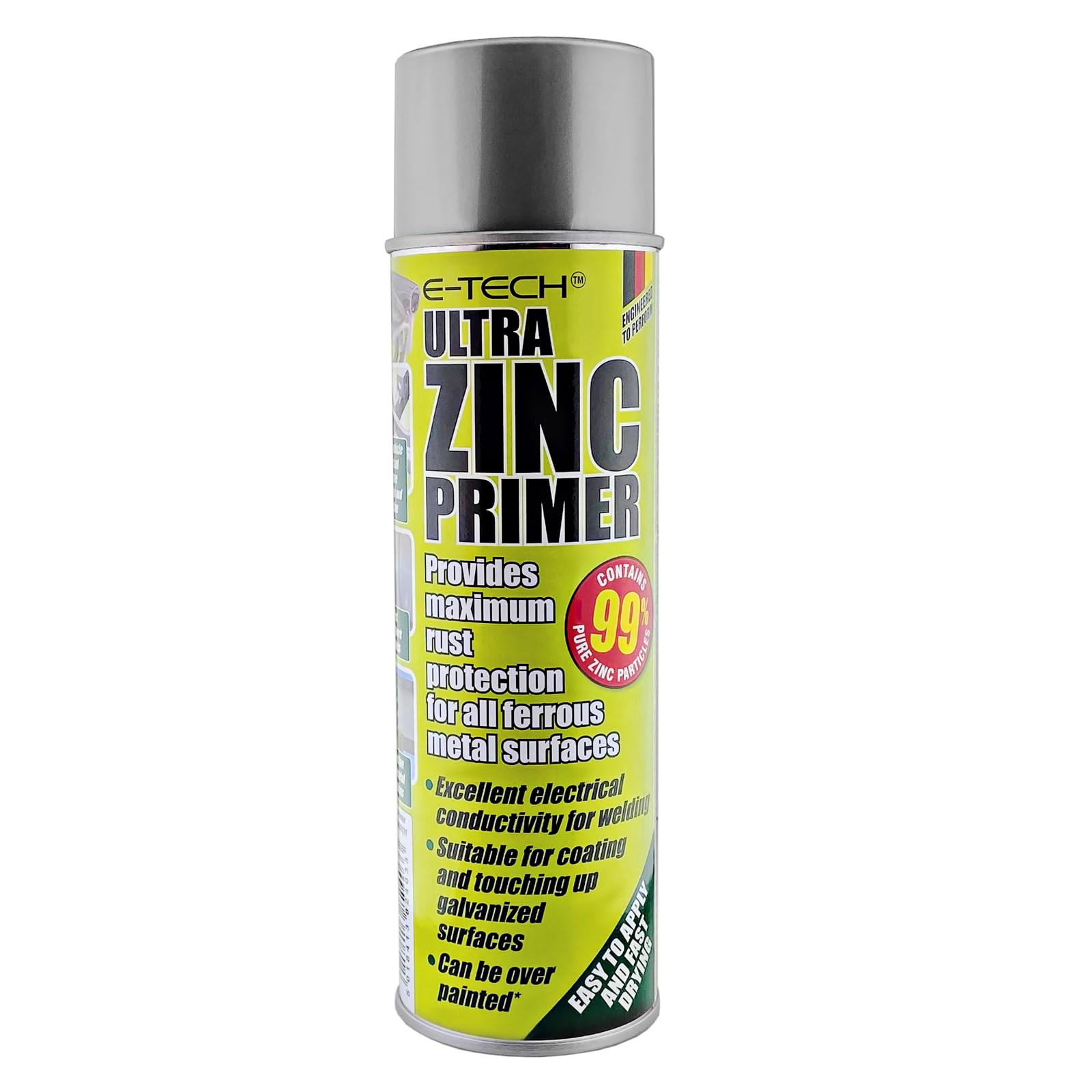 E-TECH Ultra Zinc Primer Anti-Rust - 500ml - Ideal for vehicle chassis and sub-frame restoration and protection