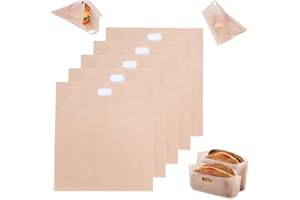 5Pcs Toaster Bags, 6 x 7 in Nonstick Reusable Washable Toasted Sandwich Toastie Bags Grilled Cheese Bags for Toast Sandwich P