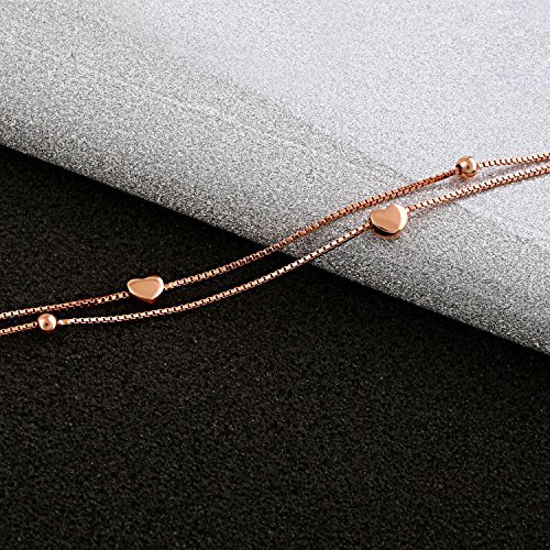 ♛J.Rosée♛ Bracelet/Anklet 18K Rose Gold Plated 3A Silver with Extender 21cm+3cm(0.82in+0.12in) for Women