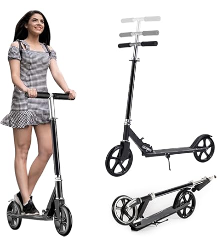 GUYUN Patinete Ligero Plegable, Scooter para más de 8 años Adolescentes y Adultos, Patinete de Grandes Ruedas de 200 mm con Freno de Manillar para Niños y Adultos (Blanco): Amazon.com.mx: Deportes y aire libre