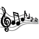 Yulejo Black Music Notes Wall Decor Musical Art Decoration Vintage Treble Clef Wall Hanging Sign for Home Studio Living Room Bedroom Birthday Party
