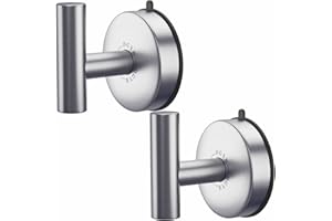 DGYB Large Suction Cup Hooks for Shower Set of 2 Brushed Nickel Towel Hooks for Bathrooms Stainless Steel Suction Shower Hooks for Inside Shower 15 Lb Removable Wall Hooks for Hanging Heavy Duty
