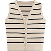 NALANISA Women's Trendy Striped Sweater Vest V Neck Sleeveless Button Up Tank Tops Y2k Shirts Casual Business Summer Outfits