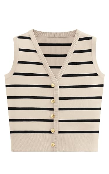 NALANISA WOMEN’S TRENDY STRIPED SWEATER VEST 2026 V...