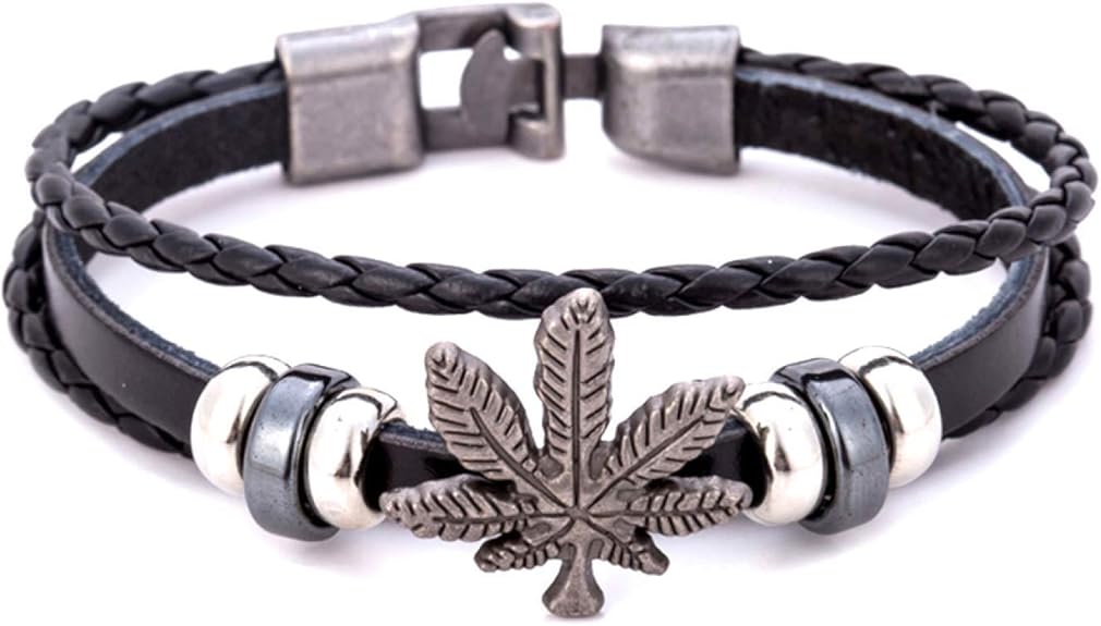 4h6yerf Inconceivable Fashion Leather Bracelet for Men Vintage Ganja