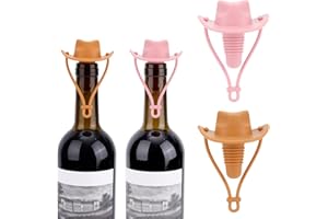 Goktvai 2pcs Cowboy Hat Wine Stoppers, Reusable Silicone Champagne & Sparkling Bottle Savers Leakproof Bottle Sealer for Fres