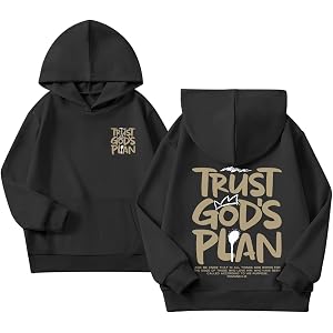 Weripoah Christian Hoodies for Boys Trust Gods Plan Graphic Hoodie Kids Inspirational Jesus Sweatshirt Bible Verse Pullover