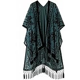 BohemyanRace Women's Coverups Burnout Velvet Cardigan Casual Outfit Long Cover Up Kimono with Tassel