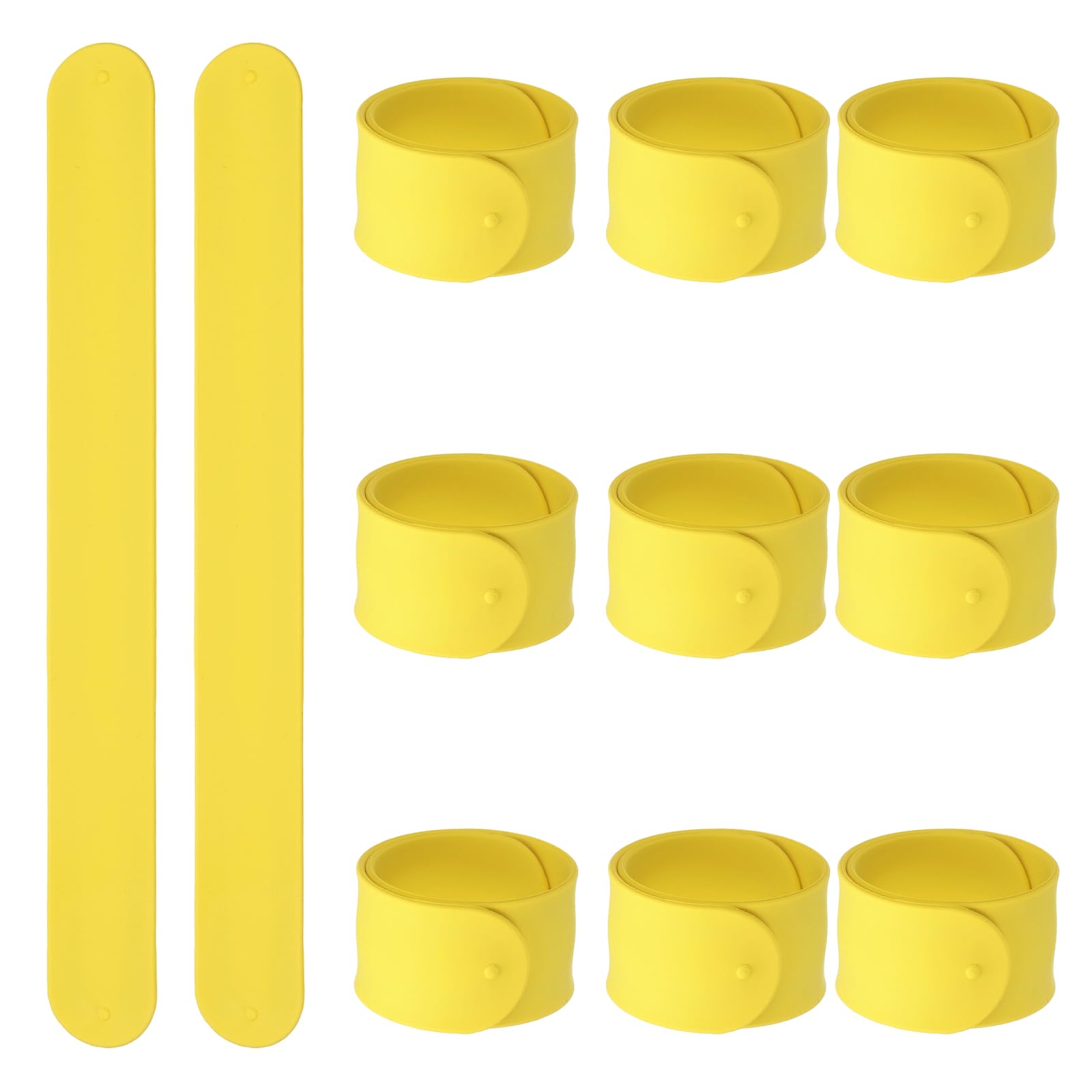 sourcing map 10 Pcs Silicone Slap Bracelets Bulk, Snap Wristbands Bracelets Multicolor Bands Wraps for Party Favors, Classroom Reward, DIY Painting Crafts, Yellow