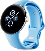 Google Pixel Watch 2 LTE Polished Silver w/ Fitbit Heart Rate Stress Safety view 3