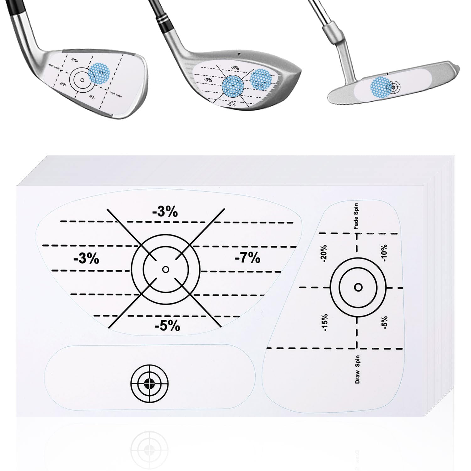 PEUTIER 300pcs Golf Impact Tape, Golf Clubs Labels Self-Teaching Sweet Spot and Consistency Analysis Golf Club Training Face Stickers for Practice Swing Training Aid Woods Irons Putters