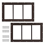 2 Pack 10" x 18" Brown Shed Window with Tempered