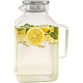 Hannadepot Glass Pitcher, 3.6L/122 oz Glass Water Pitcher with Lid and Spout, Heat/Cold Resistant Borosilicate Glass Water Carafe for Coffee, Juice and Homemade Beverage (TG06)