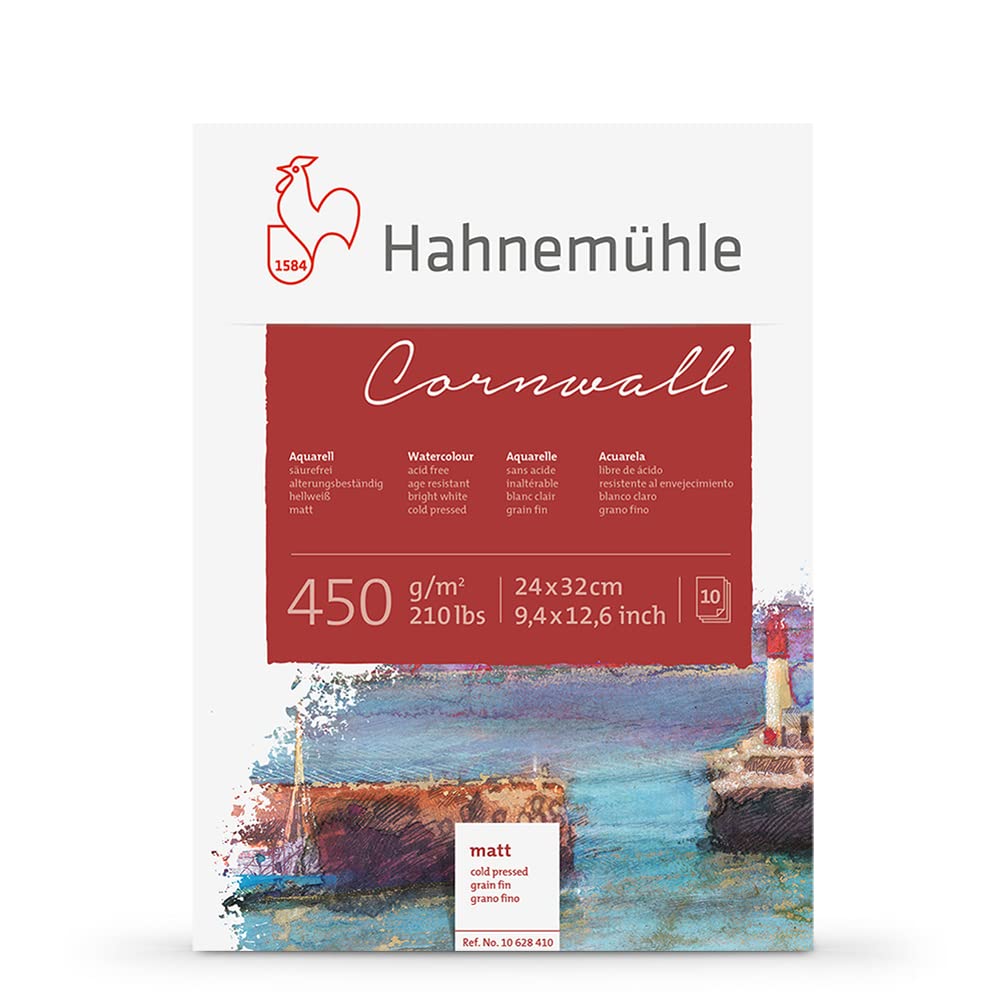 Hahnemühle - 4-Sided glued pad - Cornwall - 24x32cm - 450g/m² -10 Sheets - Fine Grain