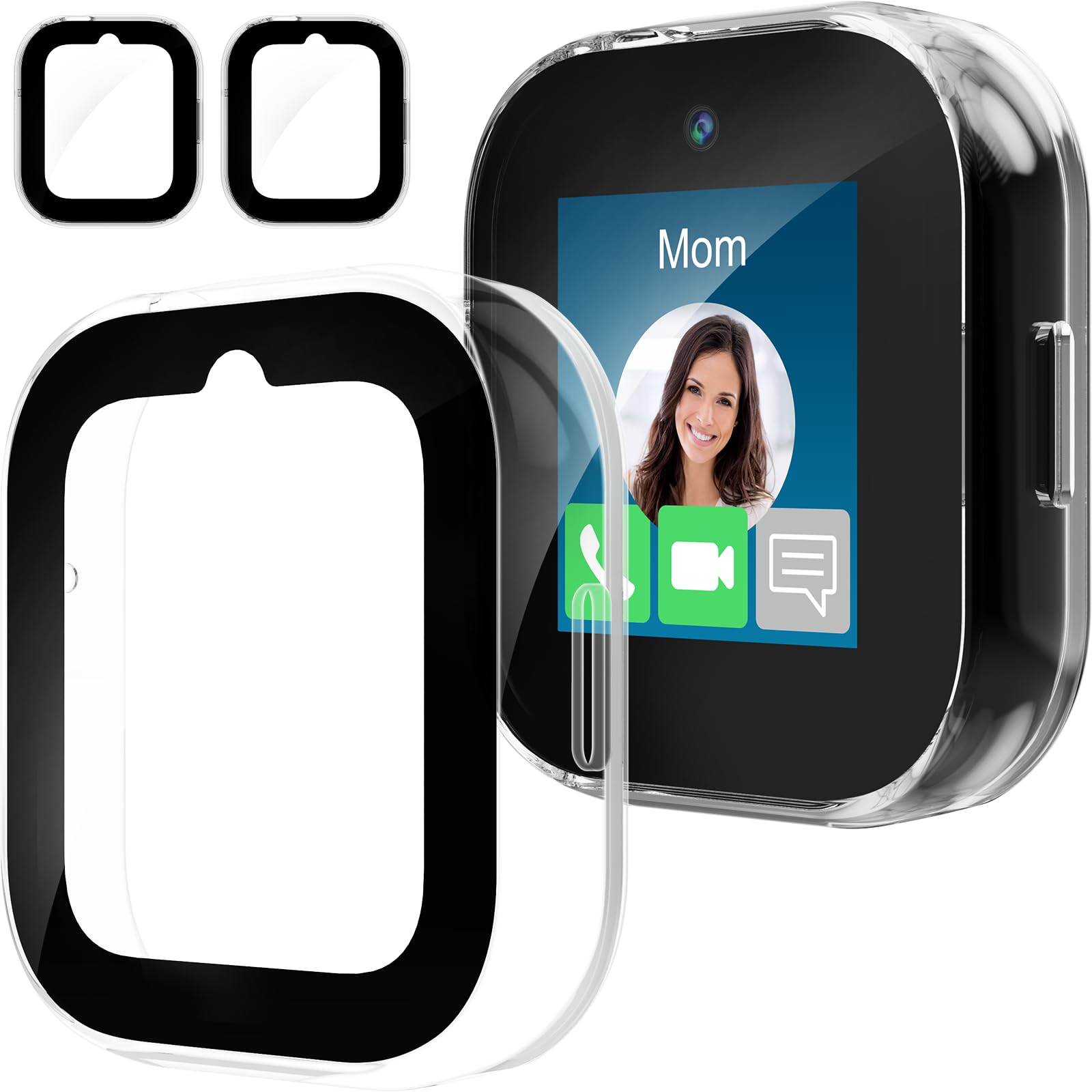 ZOOROO 2 Pack Case Compatible with Sync Up Kids Watch 2 Screen Protector for Kids, Hard PC Overall Protective Case Bumper with 9H Tempered Glass Cover Accessories, Clear