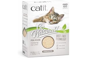 Catit Go Natural Pea Husk Clumping Cat Litter, Unscented, 5.6 kg, Dust Free & Lightweight Cat Litter, Easy to Scoop, Litiere 