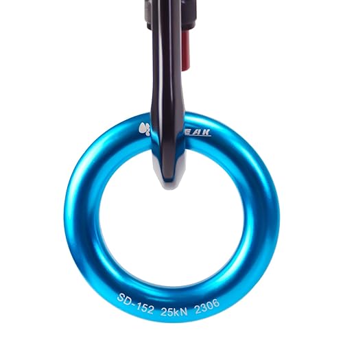 S.E.PEAK 25kN Aluminum Rappel Ring - Gold/Blue Climbing Connection Ring For Arborists & Climbers