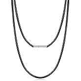 Black Brown Braided Leather 2MM/3MM Necklace Cord for Men Women with Stainless Steel Clasp, Waterproof Woven Wax Rope Chain for Pendant with Delicate Gift (16 18 20 22 inches)