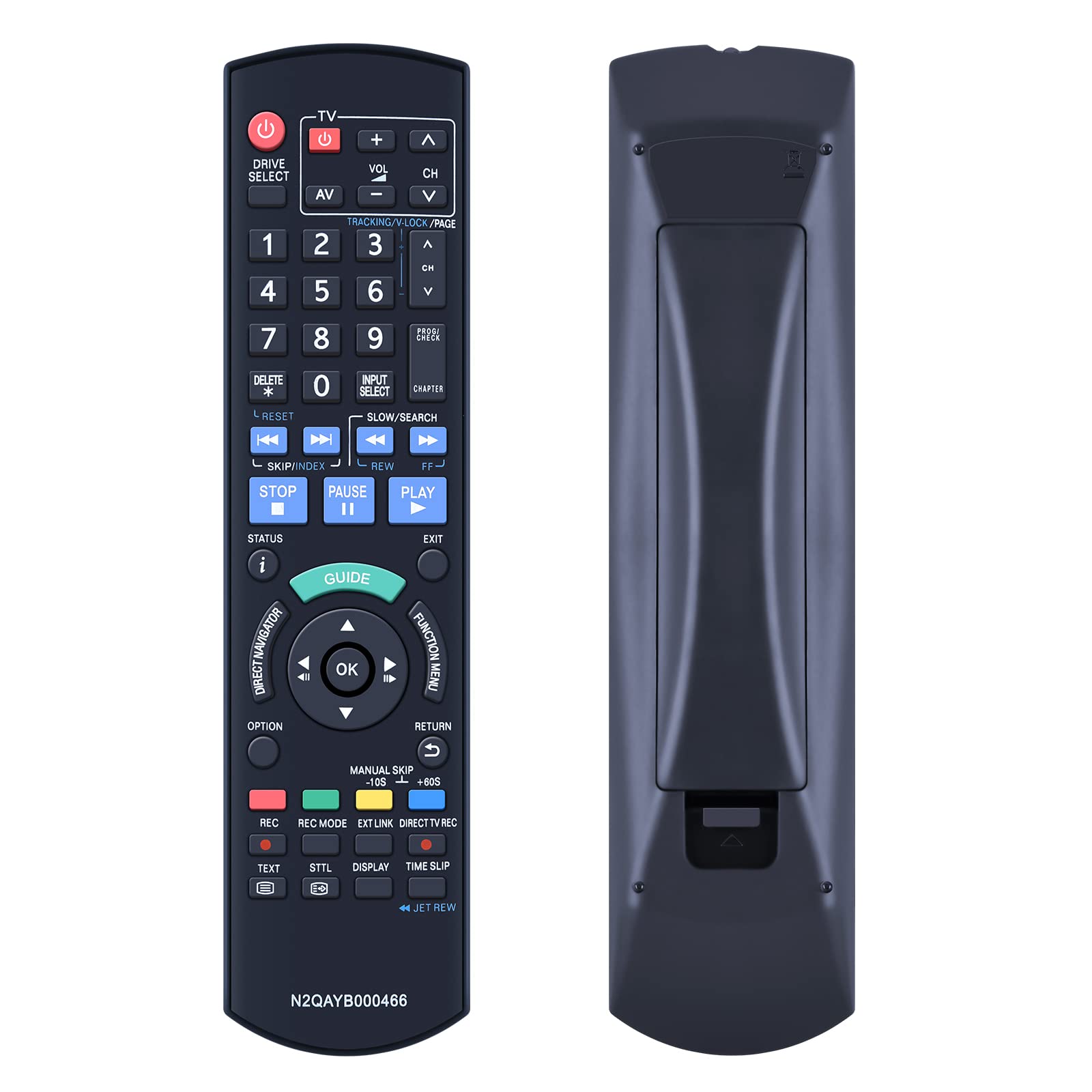 TCNOUMT N2QAYB000466 Remote Control Replacement for Panasonic DVD Recorder DMR-EZ45 DMR-EZ47 DMR-EZ48 DMR-EZ49 DMR-EZ49V MR-EZ49VEBK DMR-EH65 DMR-EX95 DMR-EX98 DMR-EX99 Sub N2QAYB000332 — image 1