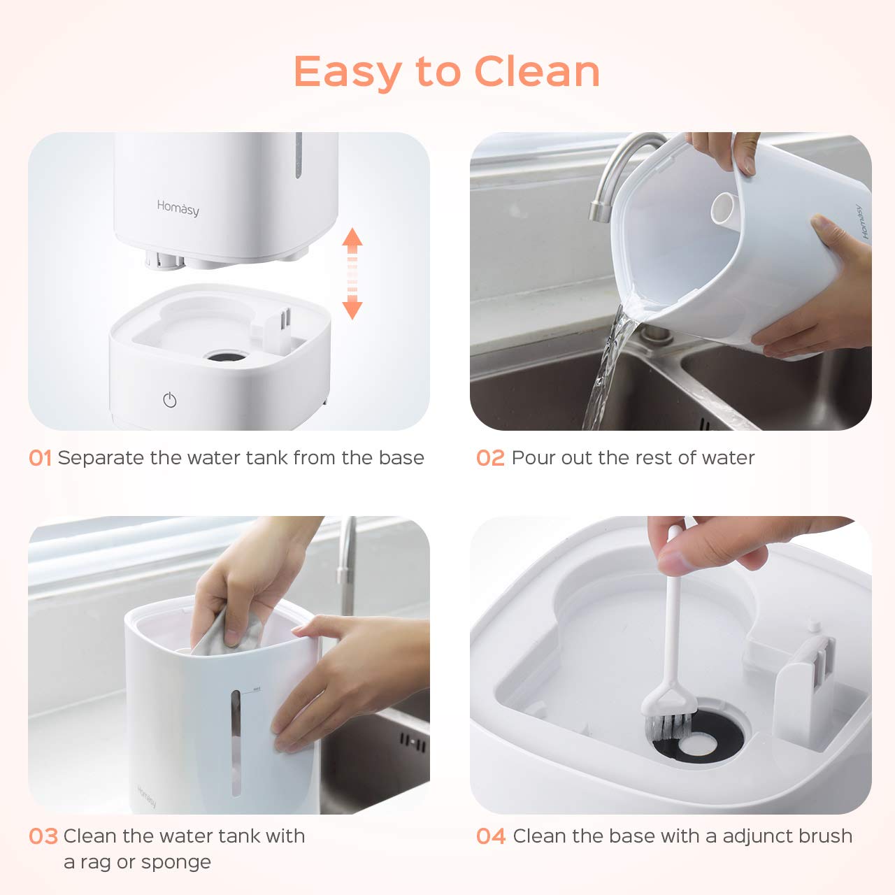 Homasy Top Fill Cool Mist Humidifier, 4.5L Ultrasonic Humidifiers for