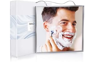 InnoBeta Shower Mirror Fogless for Shaving & Facial Cleansing, Anti Fog Shaving Mirror for Shower with Larger Size (6.7” x 6.7”), Easy to Use, Shatterproof Glass, 2 Chains Included