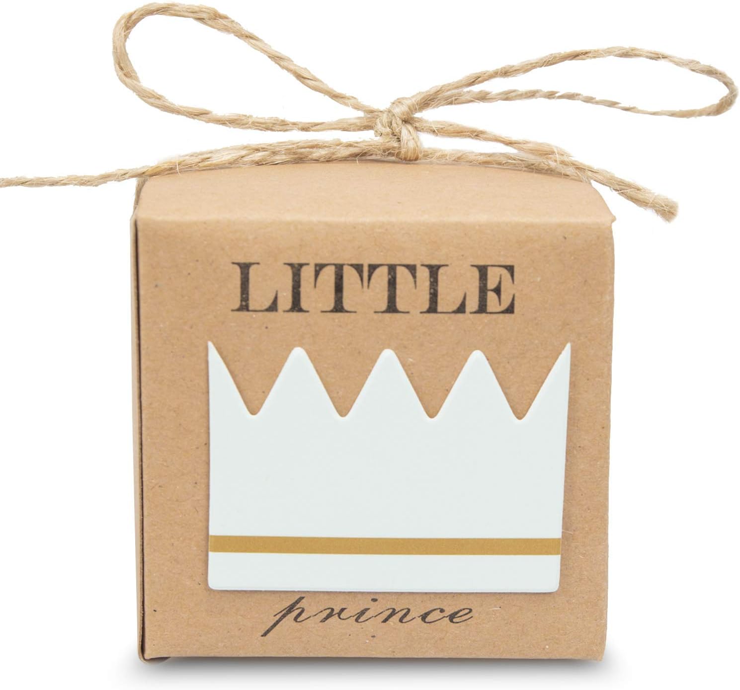 Kraft Paper Small Favor Boxes, 30pcs Little Prince Candy Boxes with Burlap Twine for 1rst Birthday Boy Decoration Rustic Party Favor Supplies