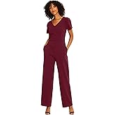 Maggy London womens V-neck Short Sleeve Jumpsuit
