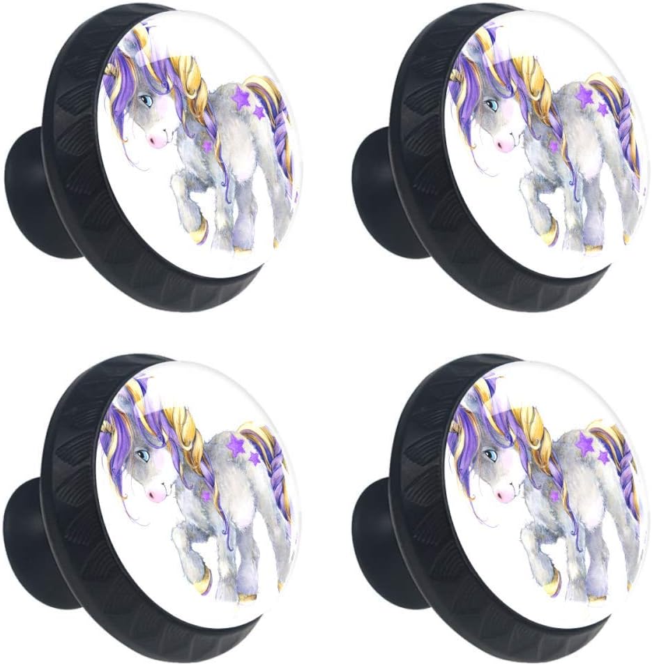 Schubladenknauf, Einhorn-Design, Aquarellfarben, quadratischer Griff