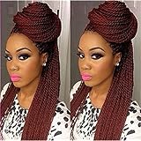 ATOZWIG 99J African American Woman Hand Knoted-Braided Lace Hair Wigs Heat Resistant Synthetic Hair Box Braid Lace Front Wigs