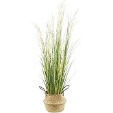 AfanD 4ft(47in) Tall Artificial Grass Plant with White Reed Flowers in Pot, Faux Indoor Home Decorative Plants for House