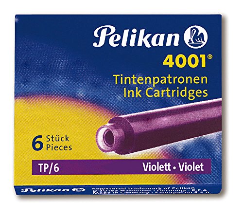 Pelikan 4001 TP/6 Ink Cartridges for Fountain Pens, Violet, 0.8ml, 6 Pack (301697)