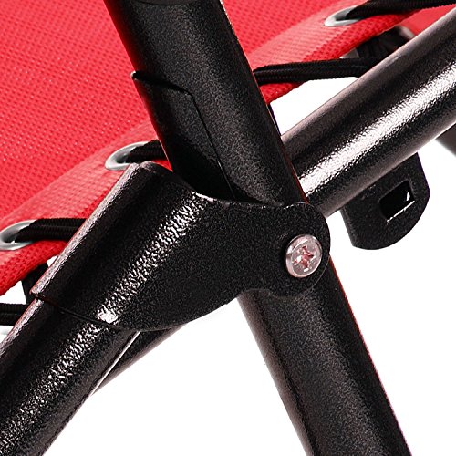 Fashine Folding Zero Gravity Reclining Lounge Portable Garden Beach Camping Outdoor Chair [US STOCK] (Red) - Thumbnail 5