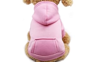 Jecikelon Winter Dog Hoodie Sweatshirts with Pockets Warm Dog Clothes for Small Dogs Chihuahua Coat Clothing Puppy Cat Custume (XX-Small, Pink)