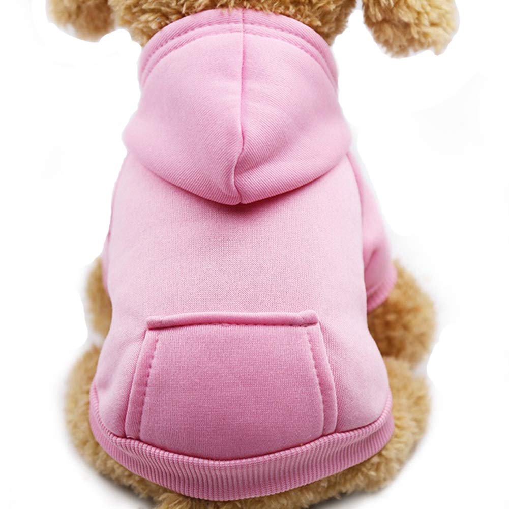 Jecikelon Winter Dog Hoodie Sweatshirts with Pockets Warm Dog Clothes for Small Dogs Chihuahua Coat Clothing Puppy Cat Custume (Pink, XX-Small)
