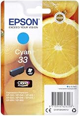Epson 33 Cyan Ink Cartridge Genuine Claria Premium Standard Capacity