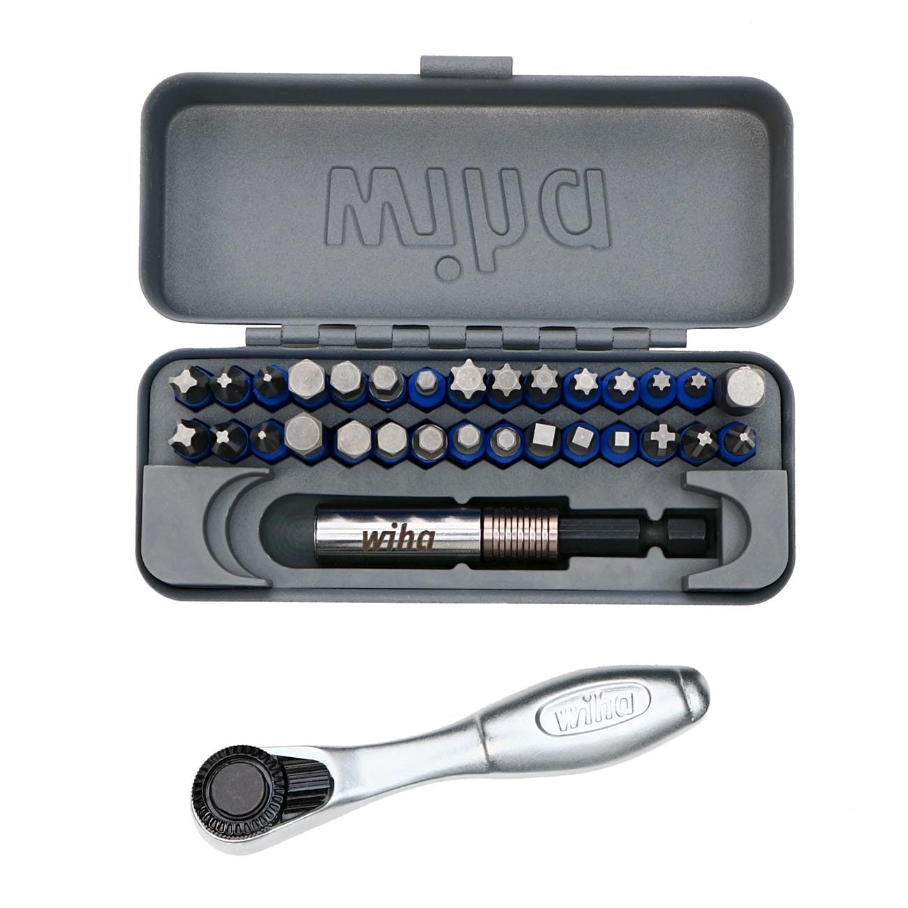 Photo 1 of Wiha 76889 32 Piece GoBox TerminatorBlue Impact Bit Set with Mini Ratchet