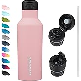 BJPKPK Insulated Water Bottle With Straw 17oz Stainless Steel Water Bottles With 2 Lids And Carry Handle Reusable Travel Metal Thermal Flask,Light Pink